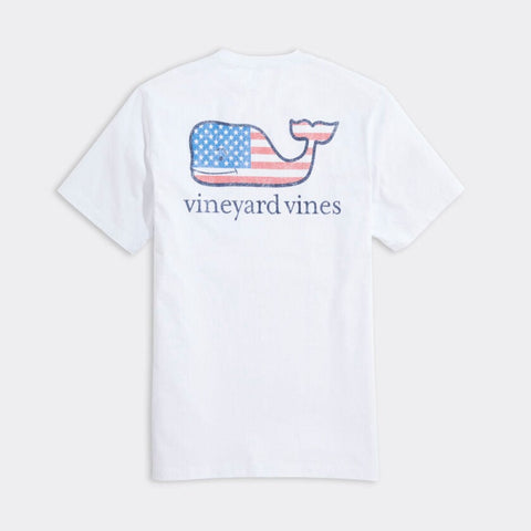 Flag Whale Short Sleeve Pocket Tee in White Cap by Vineyard Vines