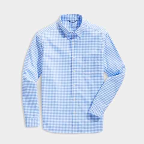 On-The-Go brrr° Gingham Shirt in Newport Blue by Vineyard Vines