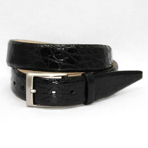 Glazed South American Caiman Belt in Black by Torino Leather Co.