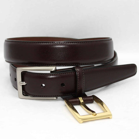 Glazed Kipskin Double Buckle Option Belt in Burgundy by Torino Leather Co.
