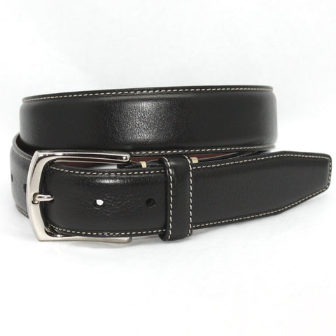 Burnished Tumbled Leather Belt in Black by Torino Leather Co.