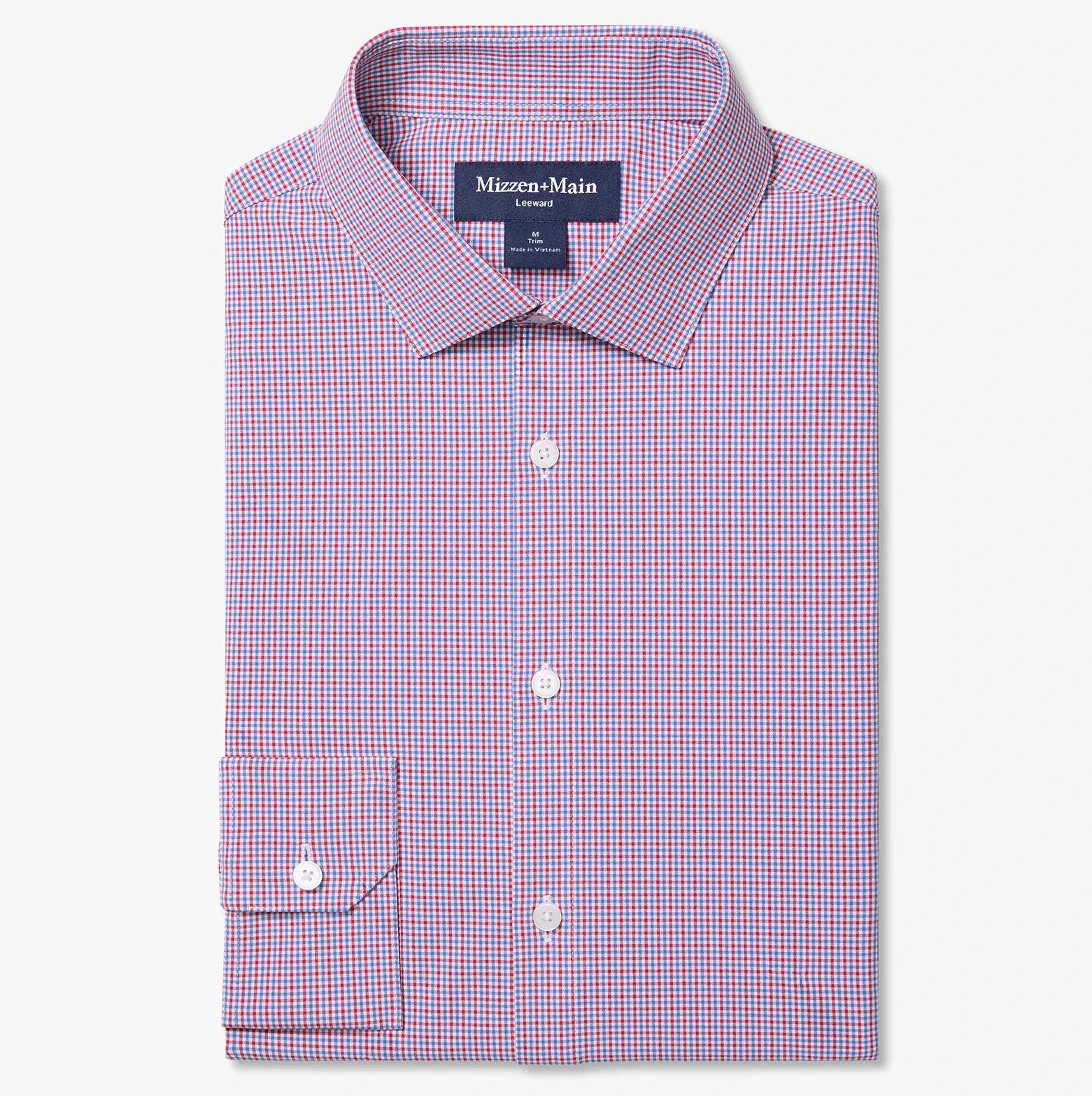 Mizzen+Main Leeward Dress Shirt- Red Sam Plaid Red CLASSIC-XL