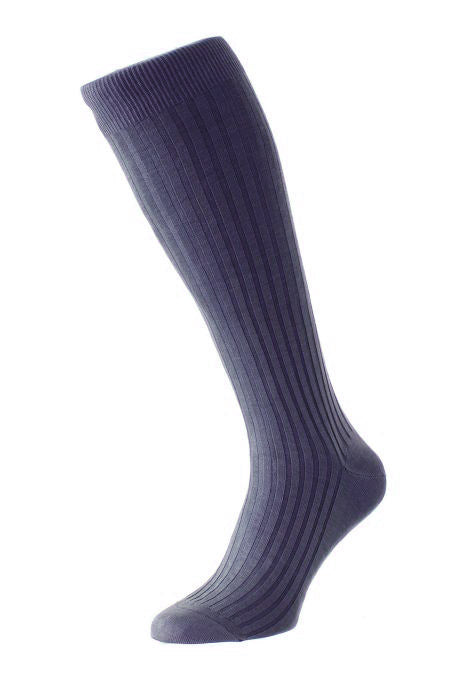 Merino Over-The-Calf Ribbed Dress Sock in Indigo Blue by Marcoliani Merino Over-The-Calf Ribbed Dress Sock in Indigo Blue by Marcoliani