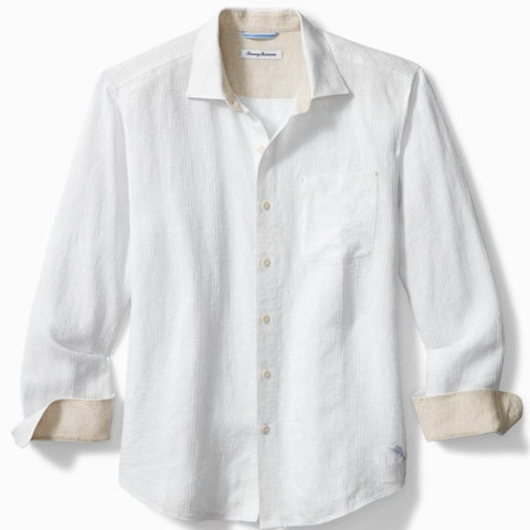 Ventana Plaid Linen Shirt in White by Tommy Bahama