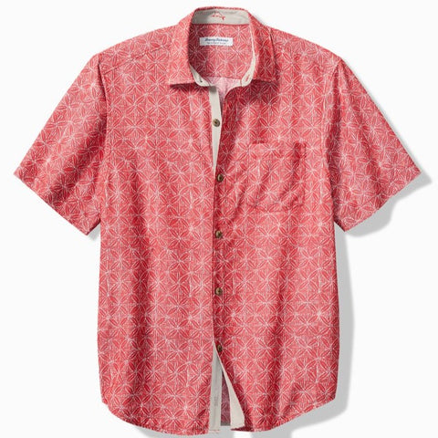 Coconut Point Fleur De Geo IslandZone® Camp Shirt in Boomerang Red by Tommy Bahama