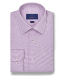 Lilac Dobby Textured Trim Fit Dress Shirt in Lilac by David Donahue