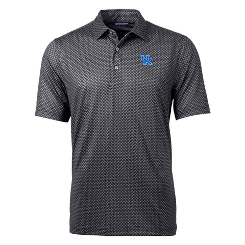 University of Kentucky Pike Banner Print Stretch Polo in Black by Cutter & Buck