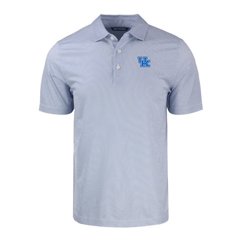 University of Kentucky Pike Eco Symmetry Print Stretch Polo in White/Royal by Cutter & Buck