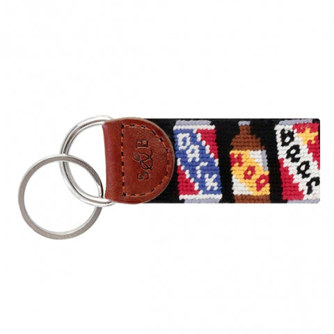 Beer Cans Needlepoint Key Fob by Smathers & Branson