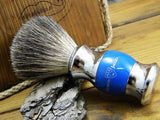 Pure Badger Shaving Brush in Blue & Chrome by Edwin Jagger