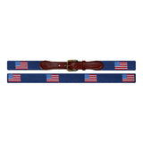 American Flag Needlepoint Belt on Navy by Smathers & Branson