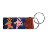 Dancing Bears Needlepoint Key Fob in Navy by Smathers & Branson