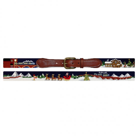 North Pole Needlepoint Belt on Navy by Smathers & Branson Logan's of