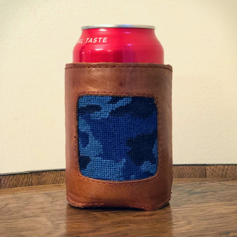 Royal Blue Camo Needlepoint Can Cooler by Smathers & Branson