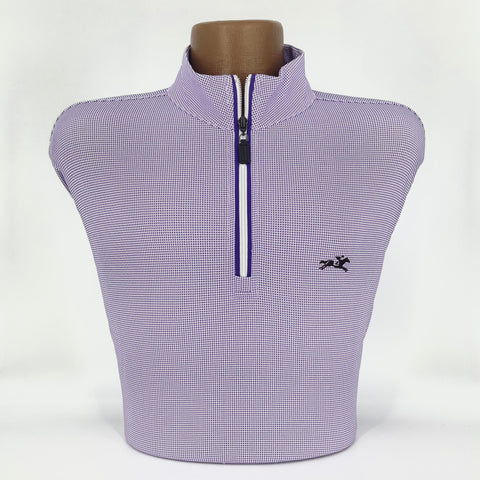 Thoroughbred Performance Houndstooth Quarter-Zip Pullover in Purple by Horn Legend
