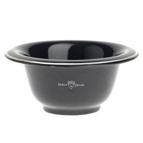 Porcelain Shaving Bowl with Silver Rim in Black by Edwin Jagger