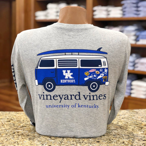 University of Kentucky Tailgating Bus Long Sleeve Tee in Grey Heather by Vineyard Vines
