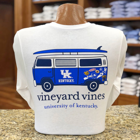 University of Kentucky Tailgating Bus Long Sleeve Tee in White by Vineyard Vines