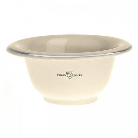 Porcelain Shaving Bowl with Silver Rim in Ivory by Edwin Jagger