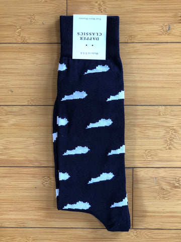 Navy with White Kentucky Mid Calf Socks by Dapper Classics