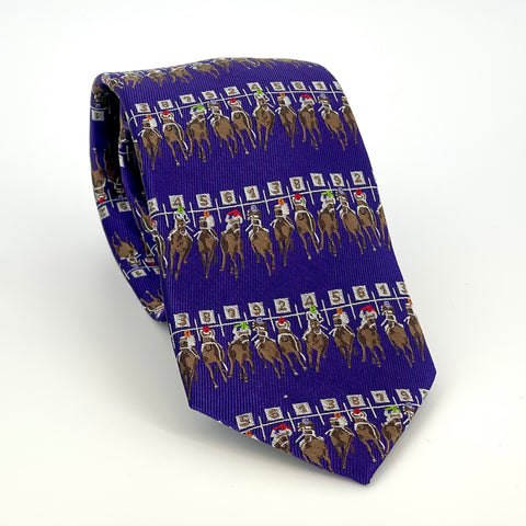 "Starting Gate" 100% Silk Neck Tie in Purple by Logan's