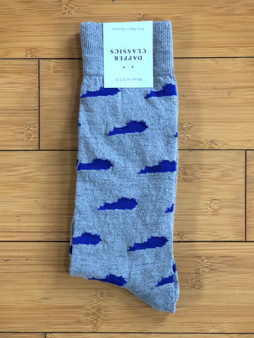 Ash Grey with Royal Blue Kentucky Mid Calf Socks by Dapper Classics
