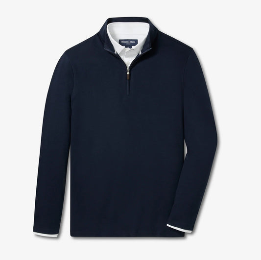 KPI Quarter Zip in Navy by Mizzen+Main