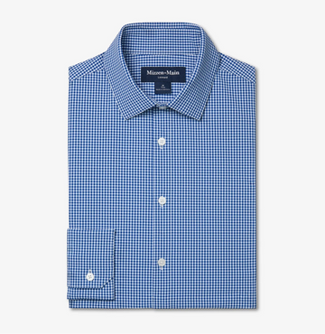 Leeward Long Sleeve Dress Shirt in Cobalt Ian Gingham by Mizzen+Main