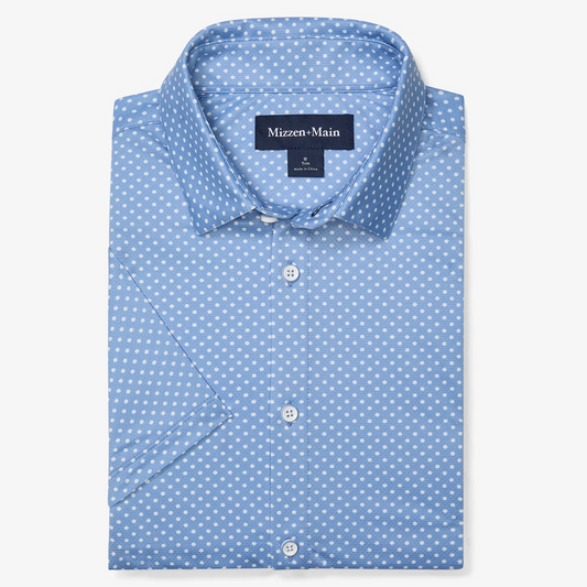 Halyard Short Sleeve Dress Shirt in Provence Enlarged Dot by Mizzen+Main