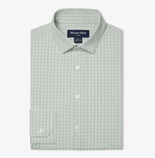 Leeward No Tuck Dress Shirt in Eucalyptus Mini Plaid by Mizzen+Main