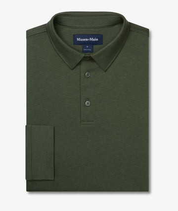 Kent Long Sleeve Polo in Olive by Mizzen+Main