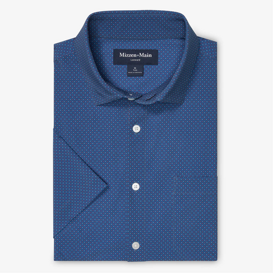 Leeward Short Sleeve Dress Shirt in Set Sail Dual Dots by Mizzen+Main