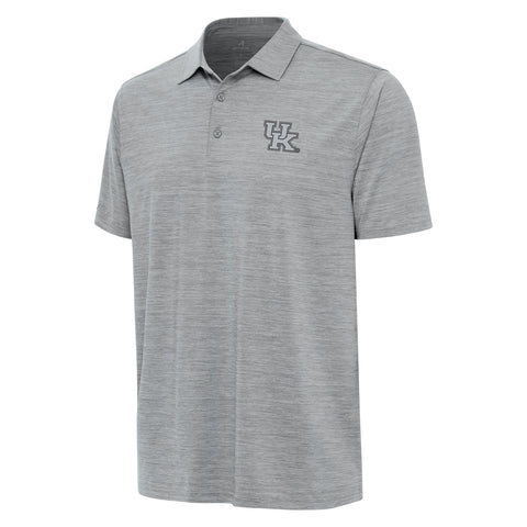 University of Kentucky Layout Metallic Logo Polo in Sky Heather by Antigua