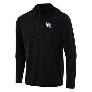 University of Kentucky Tidy Metallic Logo Quarter-Zip Pullover in Black Heather by Antigua