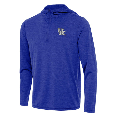 University of Kentucky Tidy Metallic Logo Quarter-Zip Pullover in Dark Royal Heather by Antigua