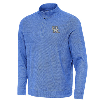 University of Kentucky Subtle Metallic Logo Quarter-Zip Pullover in Dark Royal Heather by Antigua
