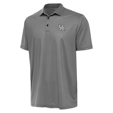 University of Kentucky Rings Metallic Logo Polo in White/Black by Antigua