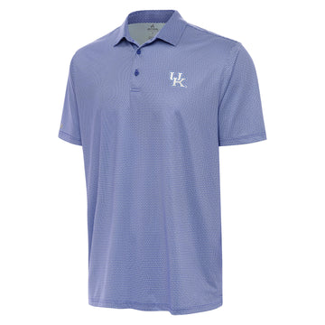 University of Kentucky Rings Metallic Logo Polo in White/Dark Royal by Antigua