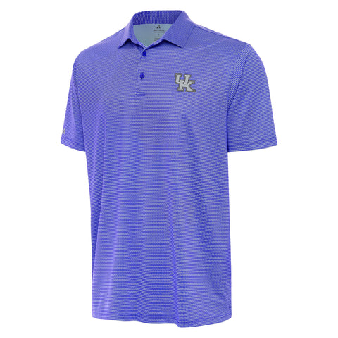 University of Kentucky Rings Metallic Logo Polo in White/Dark Royal by Antigua