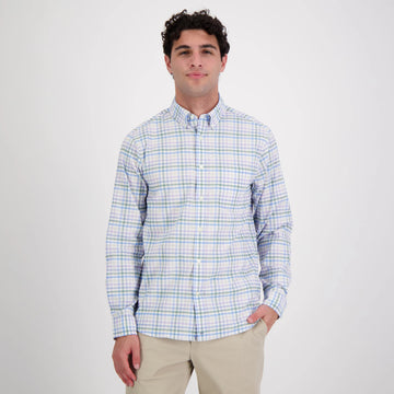 Tattersall Performance Cotton Shirt in Lavender Sky by Vineyard Vines