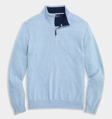 Tipped Boathouse Quarter-Zip in Jake Blue Heather by Vineyard Vines