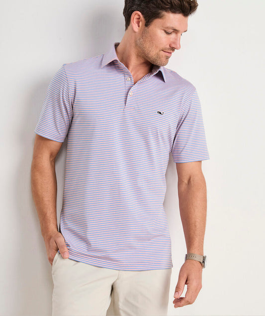 Performance Bradley Stripe Sankaty Polo in Hibiscus Tejeda by Vineyard Vines