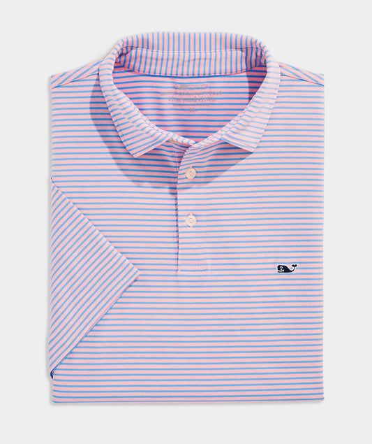 Performance Bradley Stripe Sankaty Polo in Hibiscus Tejeda by Vineyard Vines