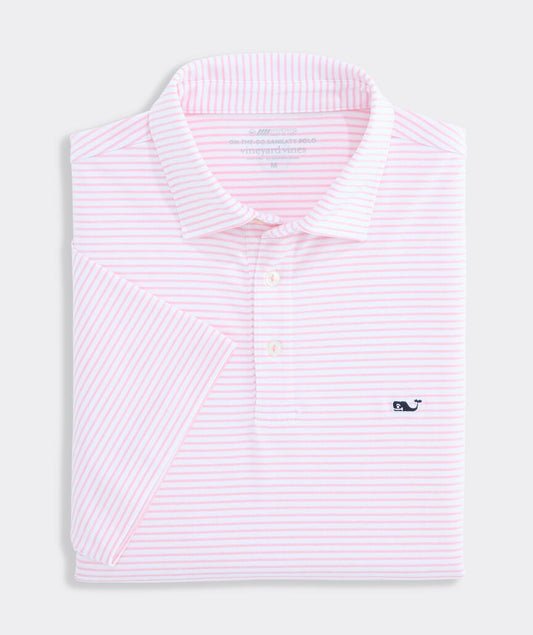 Performance Bradley Stripe Sankaty Polo in STP White/Hibiscus Tejeda by Vineyard Vines