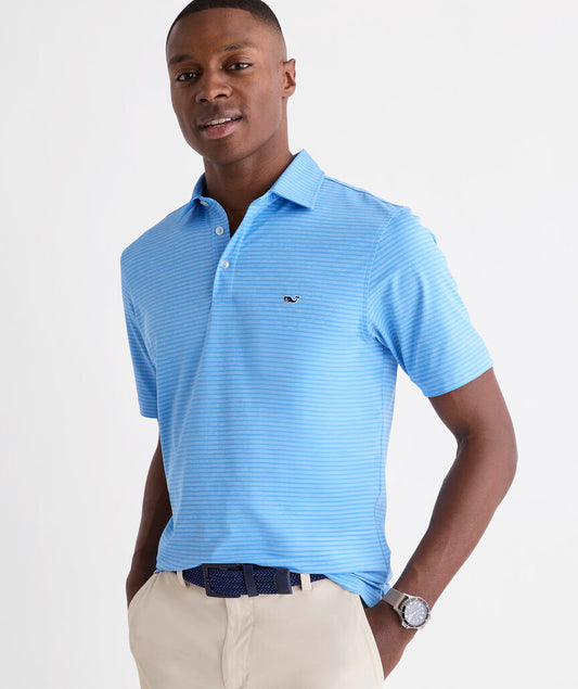 Performance Bradley Stripe Sankaty Polo in Blue/Ocean Breeze by Vineyard Vines