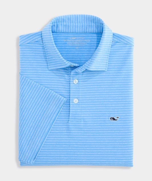 Performance Bradley Stripe Sankaty Polo in Blue/Ocean Breeze by Vineyard Vines