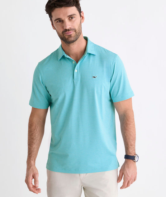 Performance Bradley Stripe Sankaty Polo in Mint/Ocean Breeze by Vineyard Vines