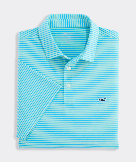 Performance Bradley Stripe Sankaty Polo in Mint/Ocean Breeze by Vineyard Vines