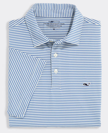 Performance Bradley Stripe Sankaty Polo in Shell Gray/Moonshine by Vineyard Vines