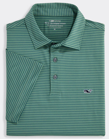 Performance Bradley Stripe Sankaty Polo in Olive/Backninegrn by Vineyard Vines